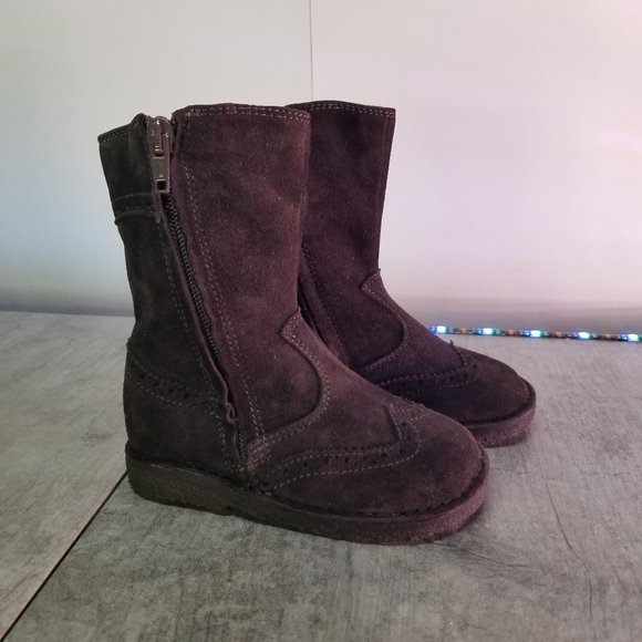 Little Eric Girl's Toddler Suede Leather Boots Made in Italy - Picture 2 of 8
